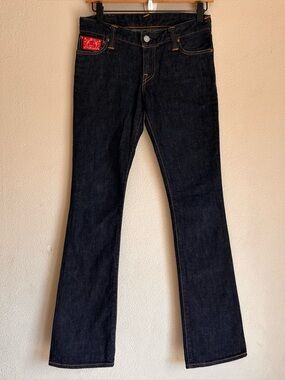 Evisu Hello Kitty Women's Denim Jeans Flare Pants Seagull Blue Size 25 x 32